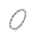 Elegante anello intrecciato in acciaio inossidabile argento per donna stile minimalista - 5# / Color Acciaio