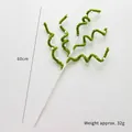 Christmas tree decoration 60cm green spiral branch with white plush balls - Green Curved Stick Pick