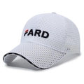 Breathable white mesh baseball cap featuring 3D embroidered FARD lettering and curved brim - White / Adjustable
