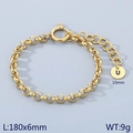 18k gold-plated 180mm chain bracelet with 10mm round letter U charm and spring clasp - Gold - Letter U (KB186384-Z)