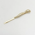 Close-up of a sleek gold-tone irregular alloy hair clip with a smooth metallic finish - Single 2# / Gold