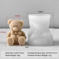 Stampo in silicone mini orsetto per candele fai-da-te con dimensioni e campione - Stampo Orso F307