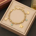 Parure a farfalla dorata con dettagli in turchese in una scatola regalo di lusso - 2# Braccialetto