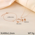 Rose gold stainless steel cat paw jewelry set with necklace, bracelet, and ring specs - One Size Ring / Rose Gold (KS221029-K)