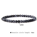 4mm snowflake obsidian stone bead stretch bracelet with 19cm circumference length - 4mm Snowflake Obsidian