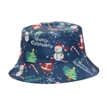 Festlicher dunkelblauer Weihnachts-Anglerhut mit Weihnachtsmann- und Schneemann-Motiven. - Dunkelblauer Schneemann Zuckerstange