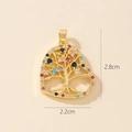 Detailed size view of a golden heart tree of life pendant showing 2.8cm height and 2.2cm width - 0370-4 Gold Heart Colorful Tree of Life Pendant