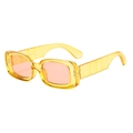 Fashionable rectangle sunglasses with yellow acetate frame and tinted peach lenses - Transparent Yellow Frame Pink Lens
