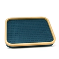 Bamboo jewelry tray with dark green velvet slots for displaying rings and stud earrings - 164 Holes Ring Tray / Blue
