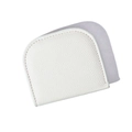 Mini semi-circle white litchi grain leather coin purse with secure clasp closure - White