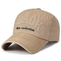 Casual khaki cotton baseball cap with black letter embroidery and curved brim design - Adjustable / Khaki
