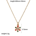 Detail view of snowflake necklace with 400mm chain length and 17.8mm pendant size - Gold White Red Green Snowflake Necklace Style (TN60537-GR)