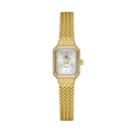 Montre dorée élégante pour femme avec lunette sertie de diamants et bracelet tressé - Or Blanc