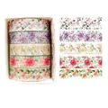 Set of 5 vintage floral washi tapes featuring rose and leaf patterns in a white box - Spring Blossoms-5