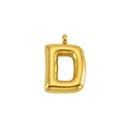 Macro detail of golden 14K gold-plated bubble letter D pendant with a 3D balloon effect - D-Gold / Letters (without Chain)