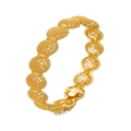 Elegant gold-plated filigree bangle featuring intricate hollow flower patterns for weddings - Style 1