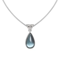 Elegante collar de cadena de serpiente con colgante de piedra de ojo de gato azul - Plateado