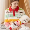 Size chart for colorful striped dog owners' sweaters featuring cartoon star details - Adult S / Locke Yellow Adult