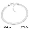 Pulsera de cadena de serpiente de acero inoxidable plateado de 4 mm con cierre de langosta - Plata Ancho 4mm(KB208470-GC)