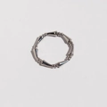 Silver bamboo joint ring with vintage bone structure in a polished metallic finish - US 7 / White Gold