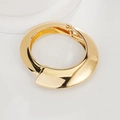 Polished gold wide cuff bracelet with a hinged closure and a modern mirror finish - Wide Polished Mirror Hinged Bangle (SL281) / Gold