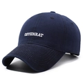 Vintage navy blue washed cotton baseball cap with white COYENRAT letter embroidery - Dark Blue