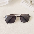 Classic kids square metal sunglasses with dark gray lenses and a stylish double bridge design - Full Grey