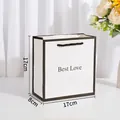Kleiner minimalistischer Best Love Papiertragetasche in Weiß mit schwarzen Henkeln - Klein / Weiß