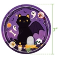 7-Zoll Halloween Pappteller mit schwarzer Katze, Geist und lila gruseligen Grafiken - 7-Zoll-Teller (20er Pack)