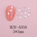 Macro view of 3x3mm silver star nail charms with crystal rhinestones on pink background - Bright Silver Star (AD58) / 3x3mm