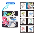 Educational ocean theme quiet book for babies with soft fabric pages and blue lanyard - Ocean Animals (20g)