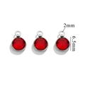 6.5mm red crystal round connector charms with 2mm silver loop for DIY jewelry - Single Hole Steel - Red