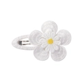 White daisy embroidery hair clip with yellow center and matching fabric-covered BB clip - Style 26-White Woven Daisy Yellow Center BB Clip