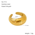 Irregular droplet open ring in 18K gold plated stainless steel for women - Minimalist Liquid Streamlined Style (1715)