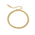 18K gold plated stainless steel S-link chain bracelet with adjustable tail and tag - S-shaped Link Splicing (NB-B1173)