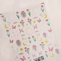 Floral nail art sticker TS-3711 with pink tulips, bows, and pearls for manicure - Fresh Spring Post Theme (TS-3711)