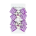 Halloween purple chevron bow hair clips with glitter ghost icon on display card - Purple Wave