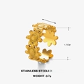 Anello regolabile in acciaio inossidabile dorato con serie di girasoli e margherite - Anello Girasole Oro