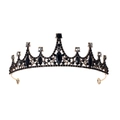 Elegante corona da sposa con cristalli neri e strass vintage su sfondo bianco neutro - Tipo C-Argento Cristallo Nero