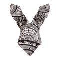 Deep V-neck one-piece swimsuit with black and white tribal print and ruffle shoulder details - S / Black & White Print One-Piece Swimsuit