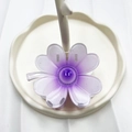 Elegant translucent purple gradient clover-shaped hair claw clip on a white display tray - Purple (Four-leaf Flower)