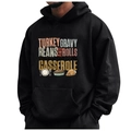 Black fleece hoodie with retro food print and kangaroo pocket for men and women - S / Tops / Black