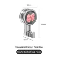 Transparent gray suction cup hook with pink bow decoration 100mm height for bathroom - Pink Bowknot / Transparent Gray