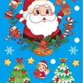 Christmas static window stickers featuring Santa Claus and tree on bright blue background - Y-03 (Approx 30*20cm)
