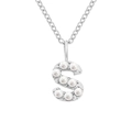 Elegante collana in acciaio inossidabile argento con ciondolo lettera S di perle - S-Argento