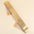 Brede elastische damesriem met gouden metalen plaat en beige elastische band - XL / Goud