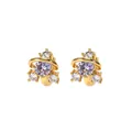 Planetary style gold plated copper earrings with purple central zircon and white accents - Planet Purple Zirconia Gold Style (F1019 Gold-Tone White Zirconia + Purple Main Stone)
