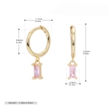 Orecchini a cerchio dorati con pendenti in zircone rosa rettangolare minimal - Oro con Zircone Rosa