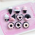 9pcs set of pink and black resin donut and ice cream charms for DIY crafts and nail art - Mixed Random Style