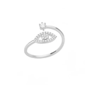 Silver open ring with devil's eye design and sparkling zircon stones for women - Crown Evil Eye Style / Silver-JZ4101P